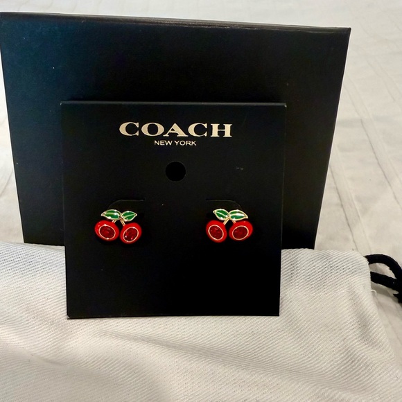 Coach Red and Green Cherry Earrings - Picture 2 of 4
